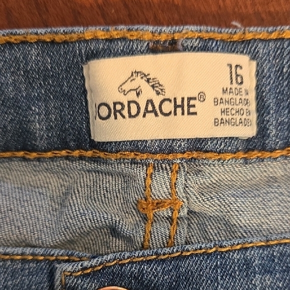 (J7) Jordache Blue Distressed Denim Shorts Sz 16 Kids - Picture 3 of 3